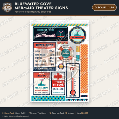 Alpine Railworks 30802G G Scale Roadside Signs - Mermaid Show