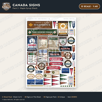 Alpine Railworks 30381O O Scale Canada Signs - Maple Syrup Shack
