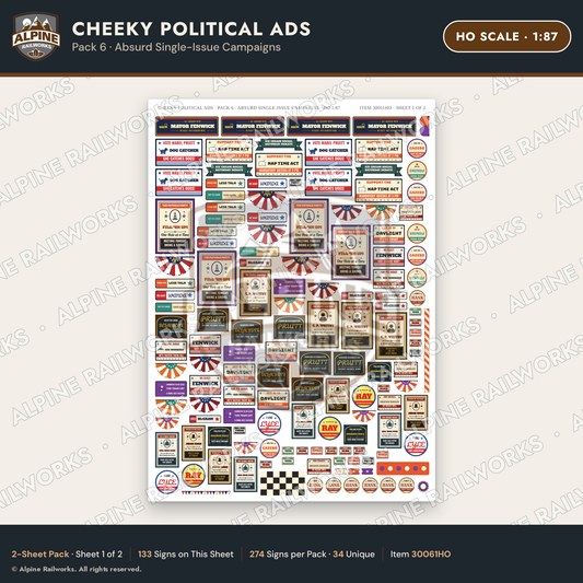 Alpine Railworks 30061HO HO Scale Cheeky Political Ads