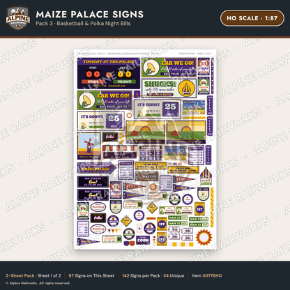 Alpine Railworks 30776HO HO Scale Roadside Signs - Corn Palace