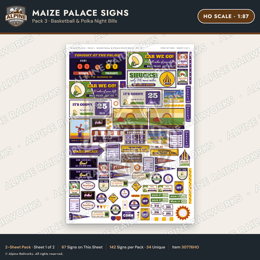 Alpine Railworks 30776HO HO Scale Roadside Signs - Corn Palace