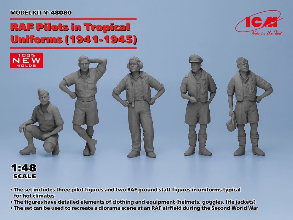 ICM Models 48080 1/48 RAF Pilots & Ground Staff in Tropical Uniforms 1941-45 (5)