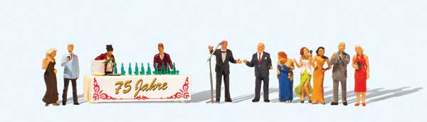 Preiser 10775 HO Scale Anniversary Party with Serving Table -- pkg(11)