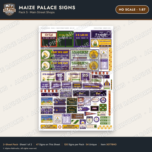 Alpine Railworks 30778HO HO Scale Roadside Signs - Corn Palace