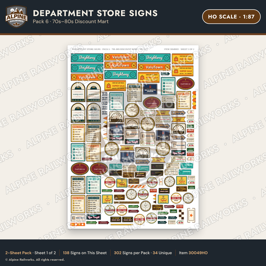 Alpine Railworks 30049HO HO Scale Department Store Signs