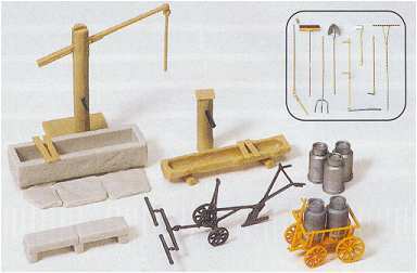 Preiser 17600 HO Scale Rural Detail Set Water Pump w/Trough