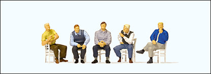 Preiser 10579 HO Scale Pedestrians Waiting Men Sitting on Chairs