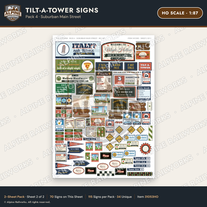 Alpine Railworks 31053HO HO Scale Roadside Signs - Leaning Tower