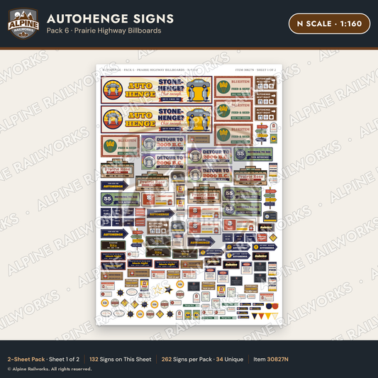 Alpine Railworks 30827N N Scale Roadside Attraction Signs - Car Henge