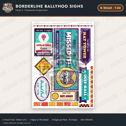 Alpine Railworks 30543G G Scale Roadside Signs - Border Tourist Stop