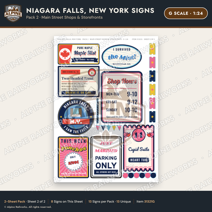 Alpine Railworks 31321G G Scale Niagara Falls NY Signs - Shops
