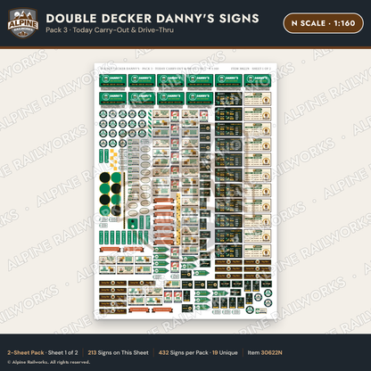 Alpine Railworks 30622N N Scale Restaurant Signs - Family Diner