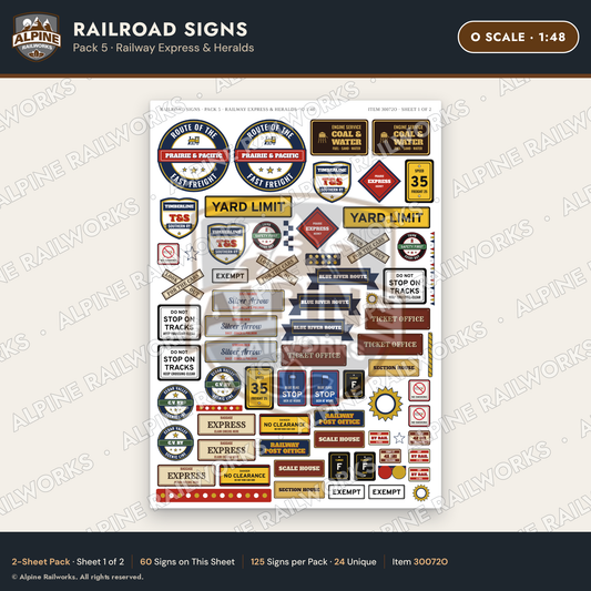 Alpine Railworks 30072O O Scale Railroad Signs - Railway Express