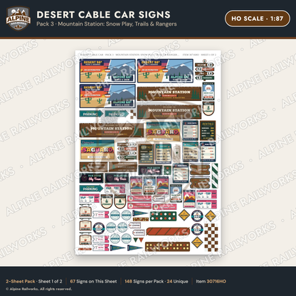 Alpine Railworks 30716HO HO Scale Tourist Signs - Desert Cable Car