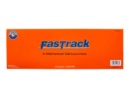 Lionel 6-12033 O Gauge FasTrack O36 Curved Track 4-Pack