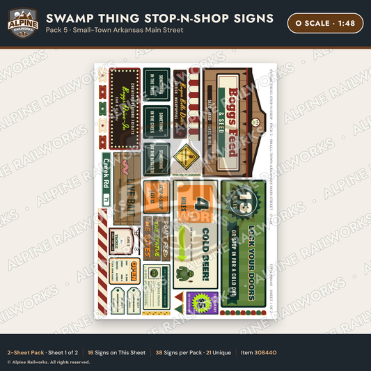 Alpine Railworks 30844O O Scale Roadside Signs - Swamp Monster Store