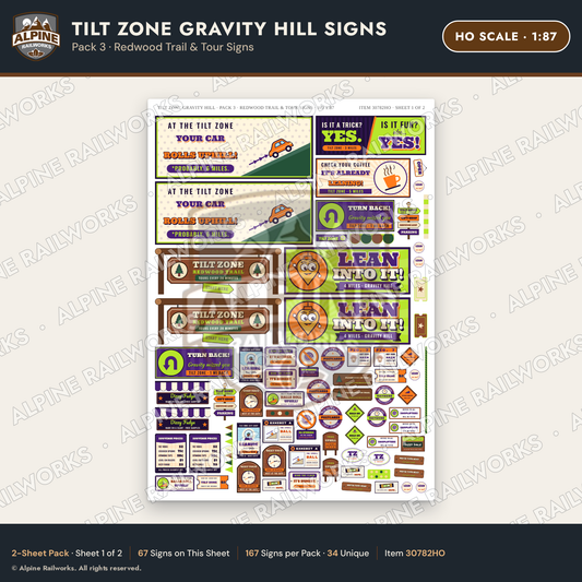 Alpine Railworks 30782HO HO Scale Roadside Signs - Mystery Spot