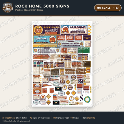 Alpine Railworks 31035HO HO Scale Roadside Signs - Cliff Rock House