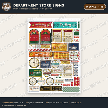 Alpine Railworks 30047O O Scale Department Store Signs