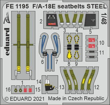 Eduard FE1195 1/48 F/A-18E Seatbelts STEEL Photo Etch