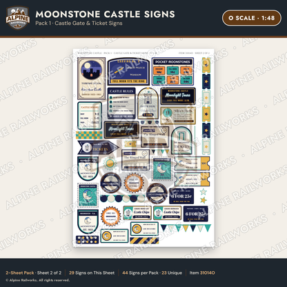Alpine Railworks 31014O O Scale Roadside Signs - Stone Castle