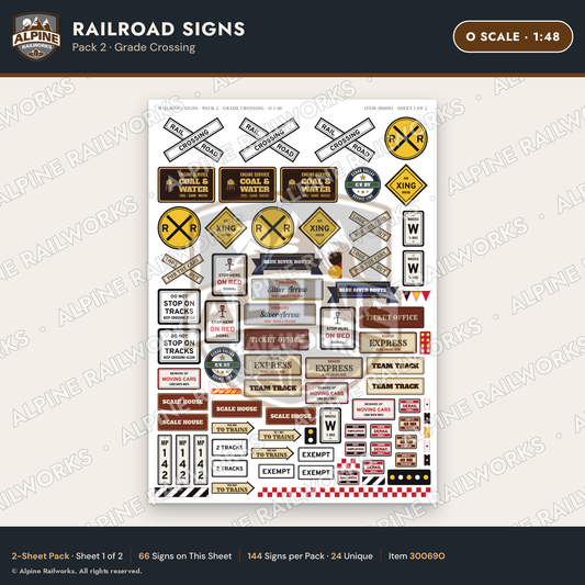 Alpine Railworks 30069O O Scale Railroad Signs - Grade Crossing