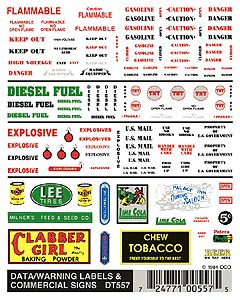 Woodland Scenics 557 HO Scale Dry Transfer Signs Data Warning