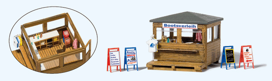 Preiser 17314 HO Scale Boat Rental Kiosk -- Kit