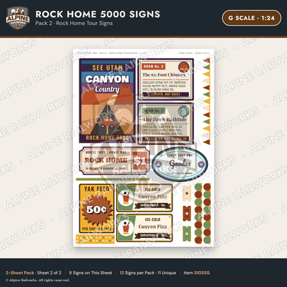 Alpine Railworks 31033G G Scale Roadside Signs - Cliff Rock House