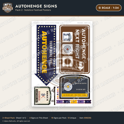Alpine Railworks 30823G G Scale Roadside Attraction Signs - Car Henge