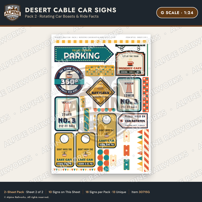 Alpine Railworks 30715G G Scale Tourist Signs - Desert Cable Car