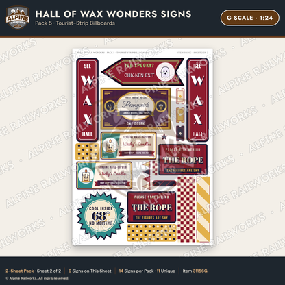 Alpine Railworks 31156G G Scale Roadside Attraction Signs - Wax Museum