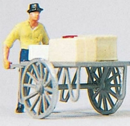 Preiser 28036 HO Scale Individual Figure - Pedestrians Man With Cart