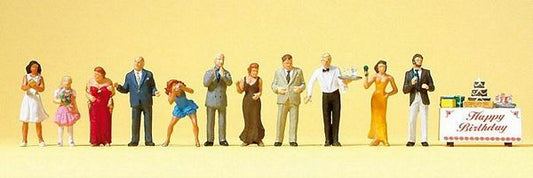 Preiser 10554 HO Scale Pedestrians -- Birthday Party Goers pkg(12)