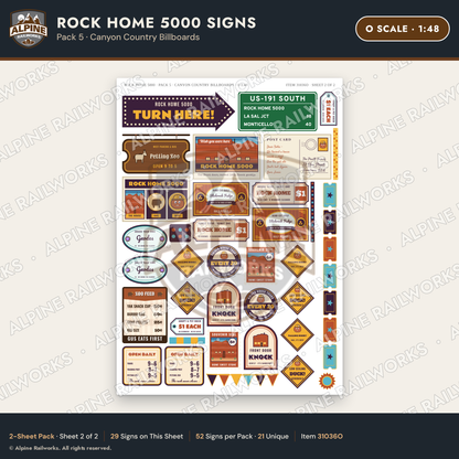 Alpine Railworks 31036O O Scale Roadside Signs - Cliff Rock House