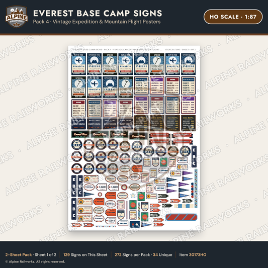 Alpine Railworks 30173HO HO Scale Everest Base Camp Signs - Expedition
