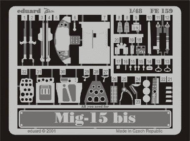 Eduard FE159 1/48 MiG-15bis for Tamiya Photo Etch Detail Set