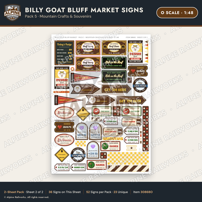 Alpine Railworks 30868O O Scale Roadside Signs - Goats on the Roof