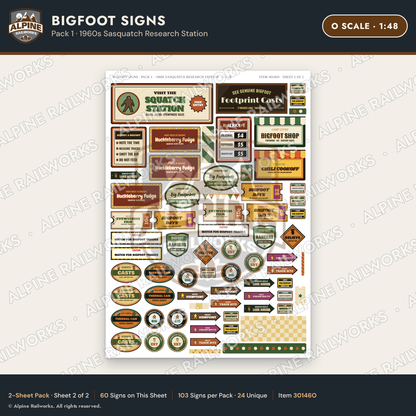 Alpine Railworks 30146O O Scale Bigfoot Signs