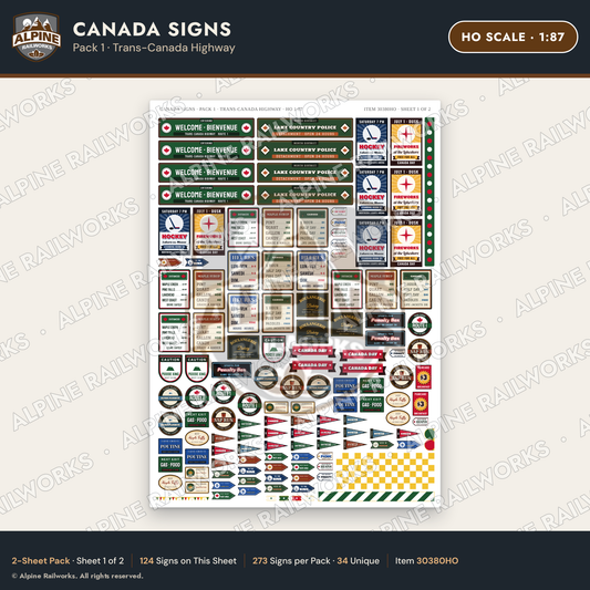 Alpine Railworks 30380HO HO Scale Canada Signs - Trans-Canada Highway