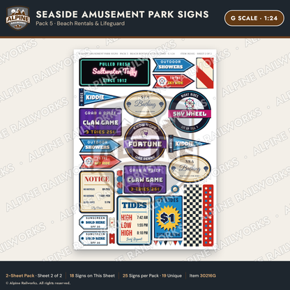Alpine Railworks 30216G G Scale Seaside Amusement Park Signs