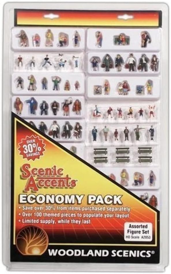 Woodland Scenics 2053 HO Scale Economy Figure Pack -- Over 100 Figures