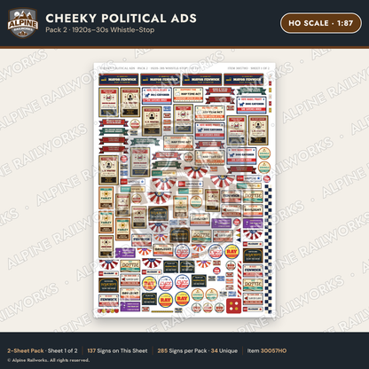 Alpine Railworks 30057HO HO Scale Cheeky Political Ads