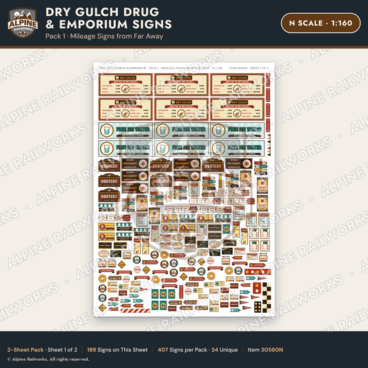 Alpine Railworks 30560N N Scale Roadside Signs - Western Drug Store