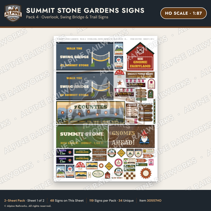 Alpine Railworks 30557HO HO Scale Roadside Signs - Rock Garden