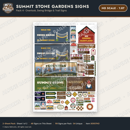 Alpine Railworks 30557HO HO Scale Roadside Signs - Rock Garden