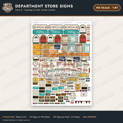 Alpine Railworks 30048HO HO Scale Department Store Signs - Catalog