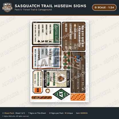 Alpine Railworks 30880G G Scale Roadside Signs - Bigfoot Museum