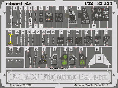 Eduard 32523 1/32 F-16CJ Interior for Tamiya (Pre-Painted)