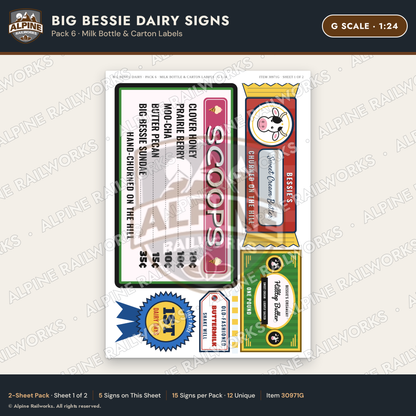 Alpine Railworks 30971G G Scale Roadside Signs - Giant Cow Dairy